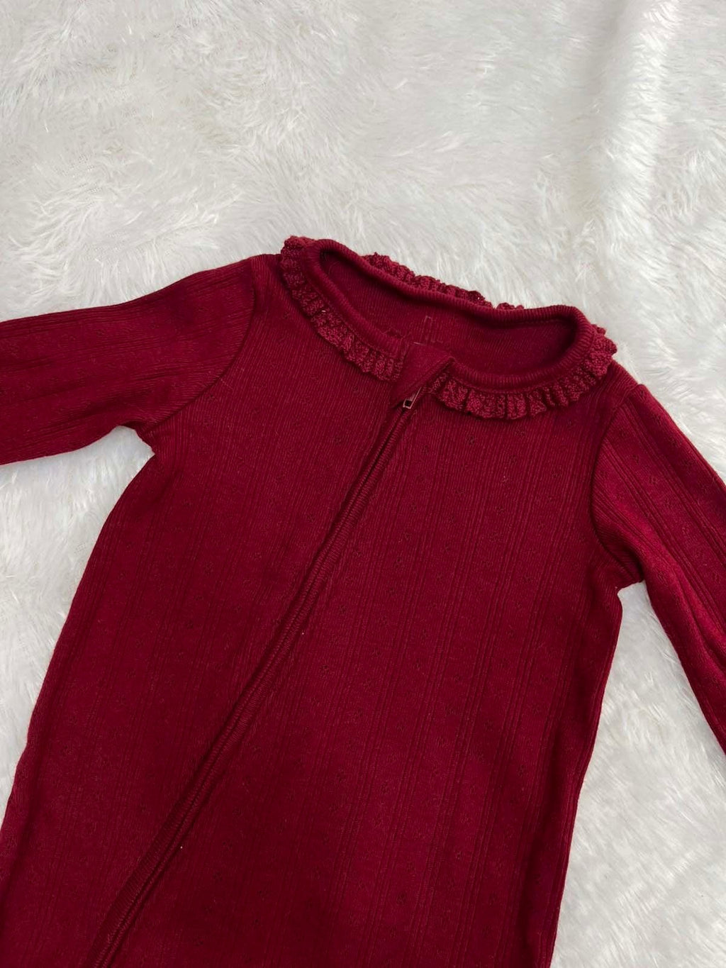 Red ribbed Romper