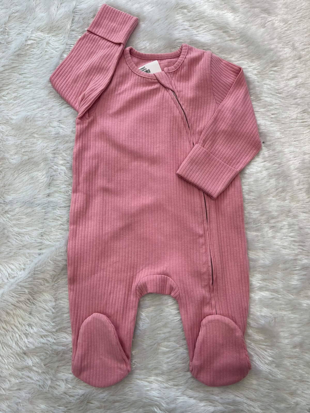 Pink Ribbed Zipper Romper