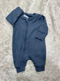 Dark Blue Ribbed Romper-1860