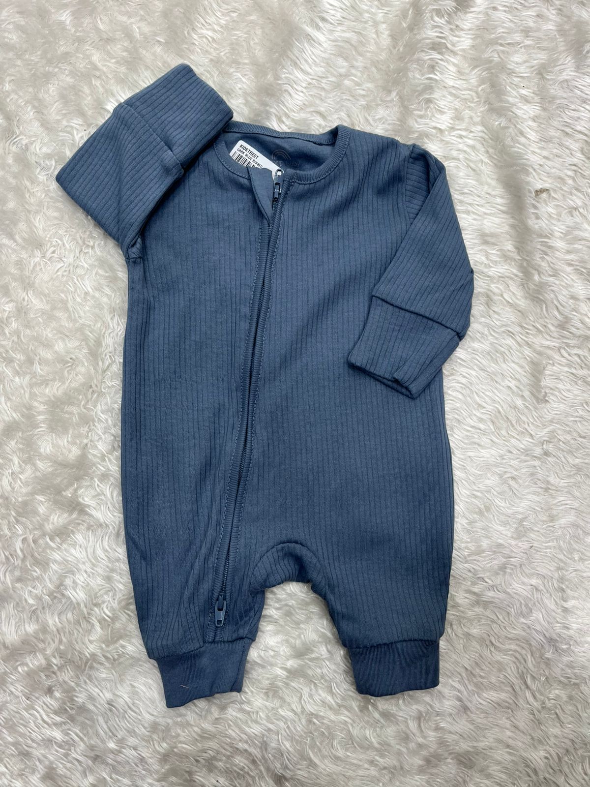 Dark Blue Ribbed Romper-1860