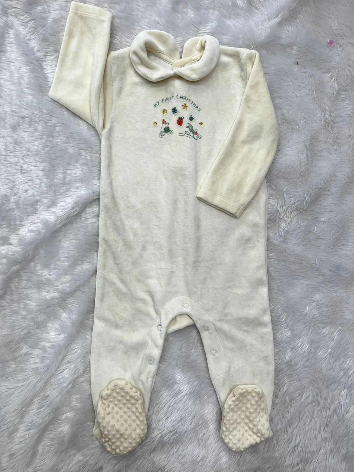 My First Christmas Velvet Romper