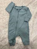 Turquoise blue Ribbed Romper-1859