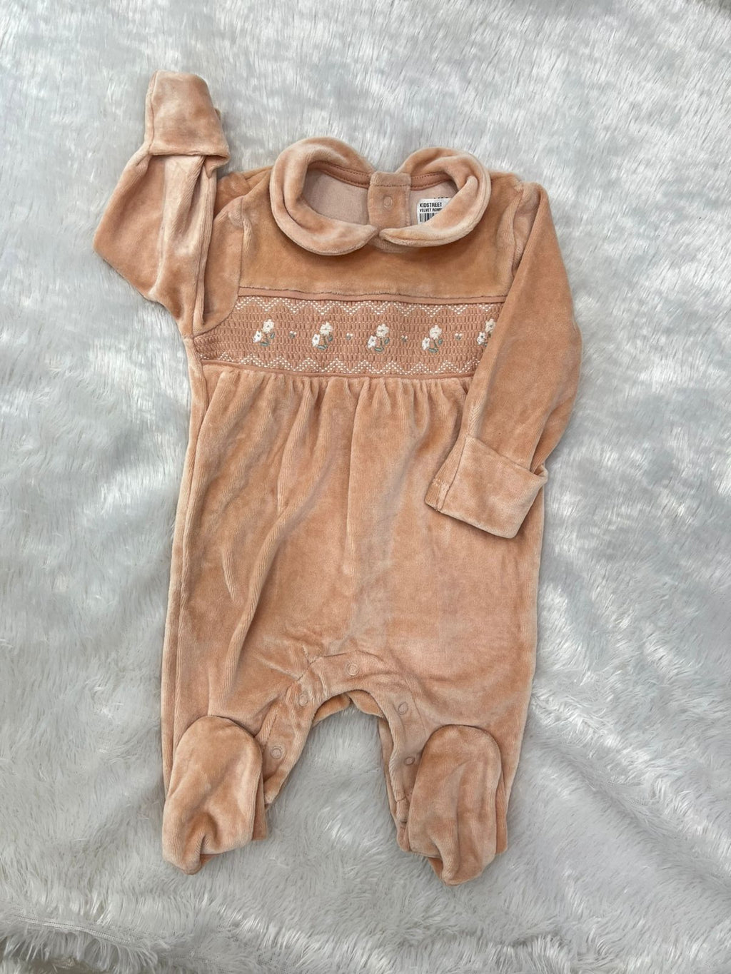 Cute Peach Velvet Romper