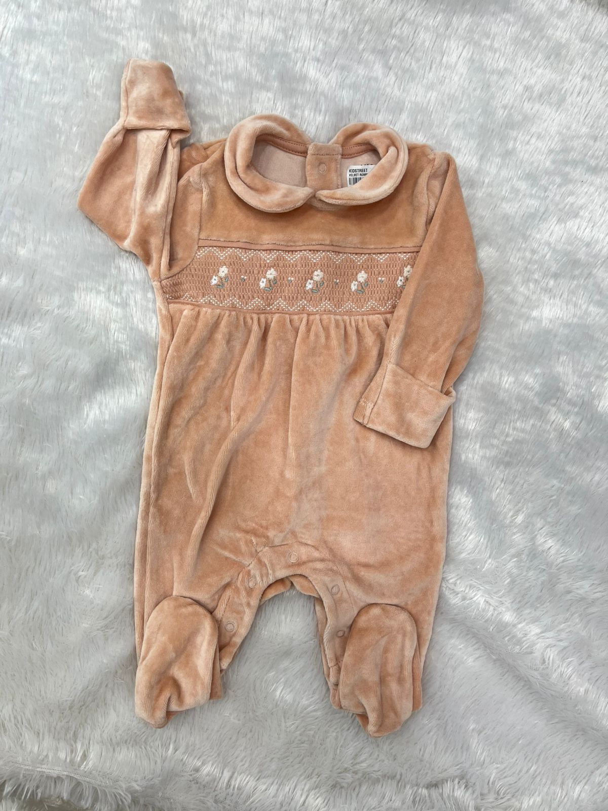 Cute Peach Velvet Romper