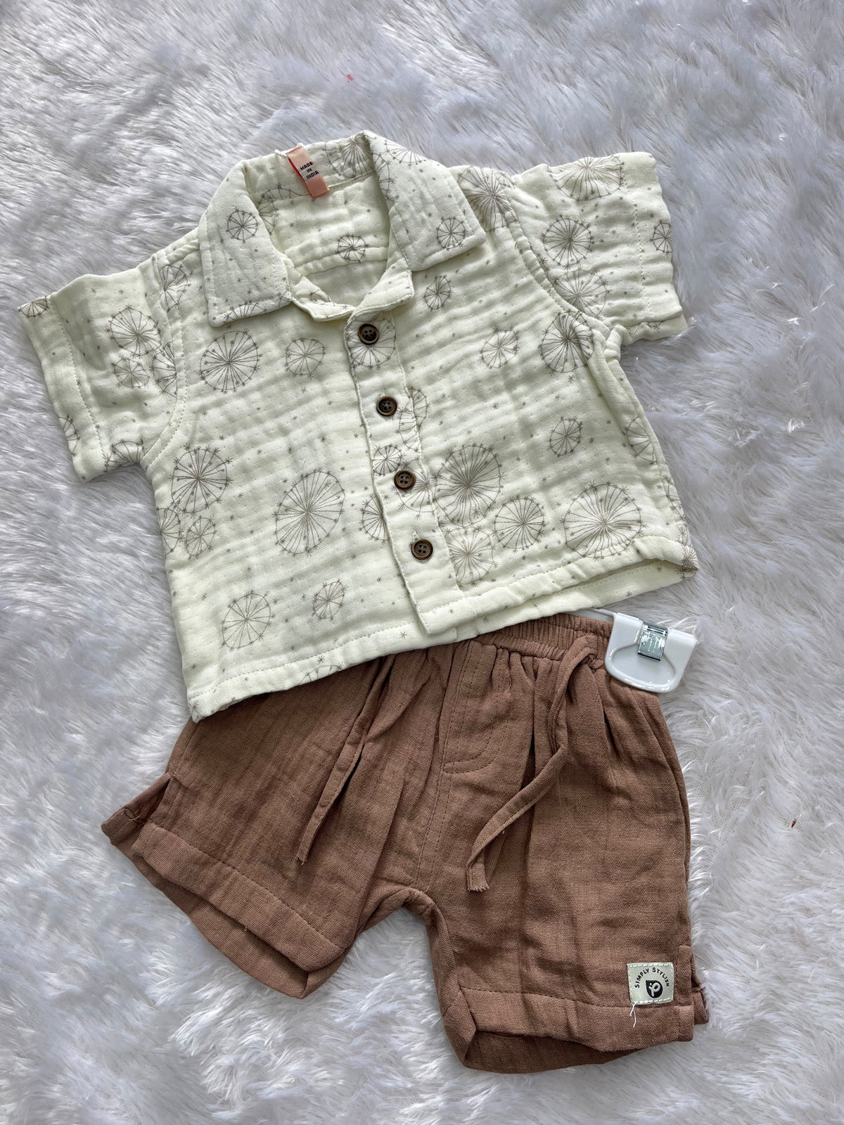 Ivory Shirt With Brown shorts