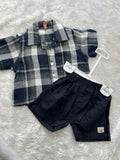 Blue check shirts with shorts