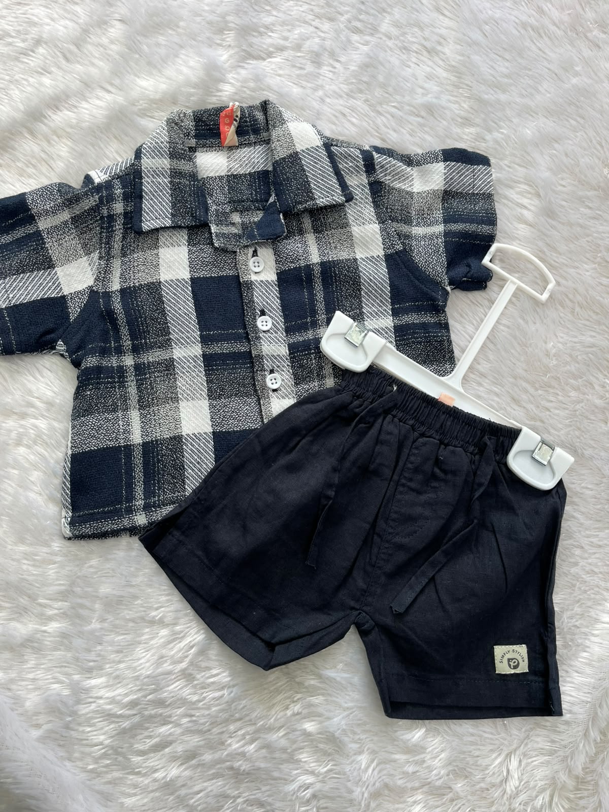 Blue check shirts with shorts