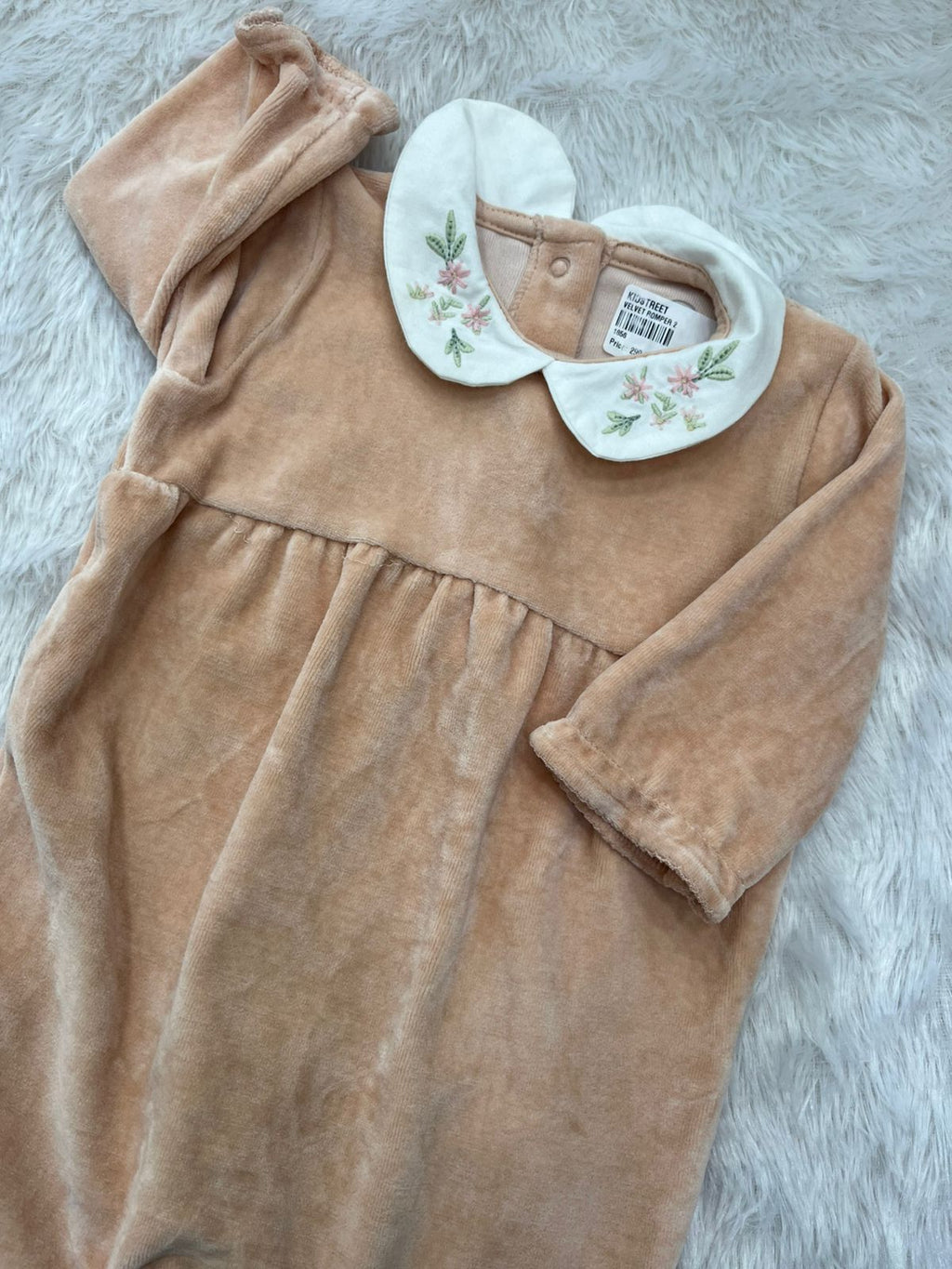 Peach collar velvet romper