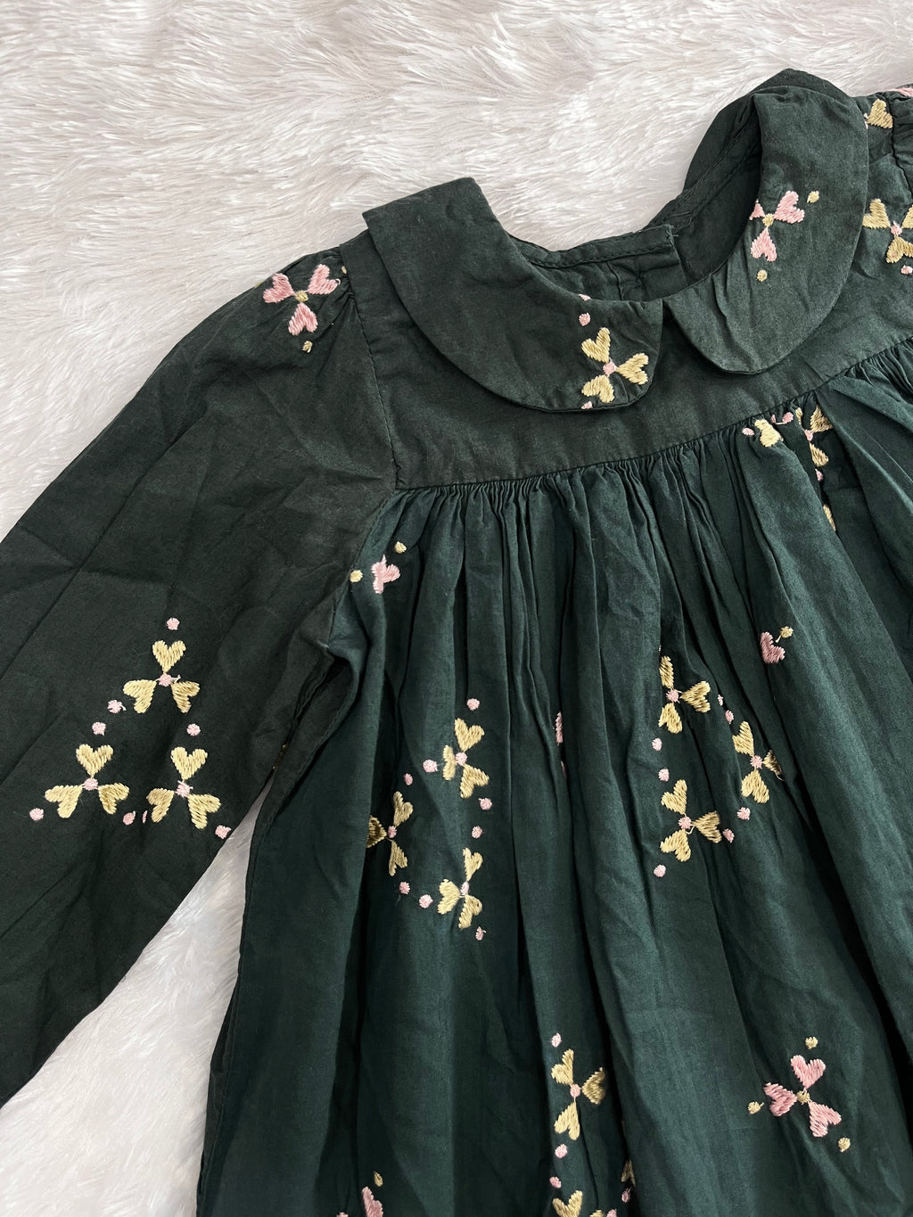Green Embroidered Frock-1404
