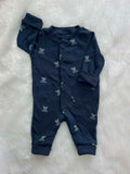 Navy blue bear Romper- Non footed