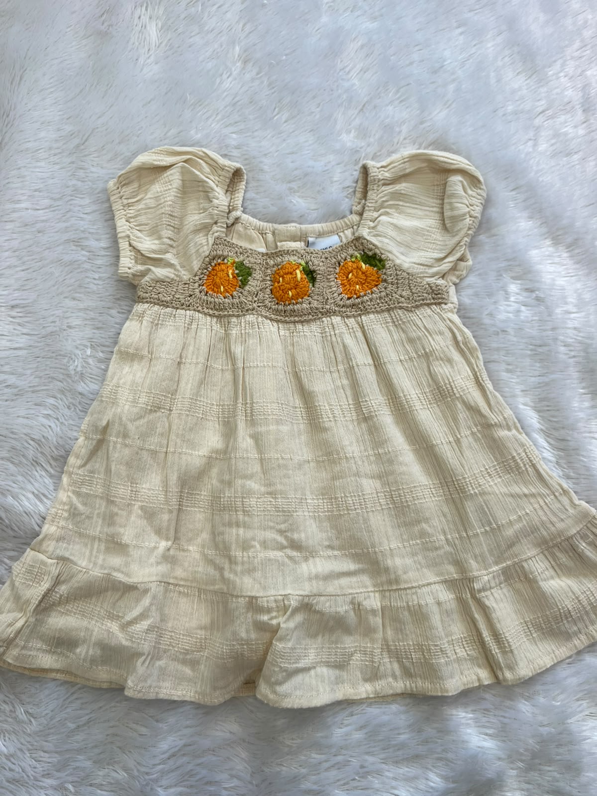 Beige Frock with Croche deatailing