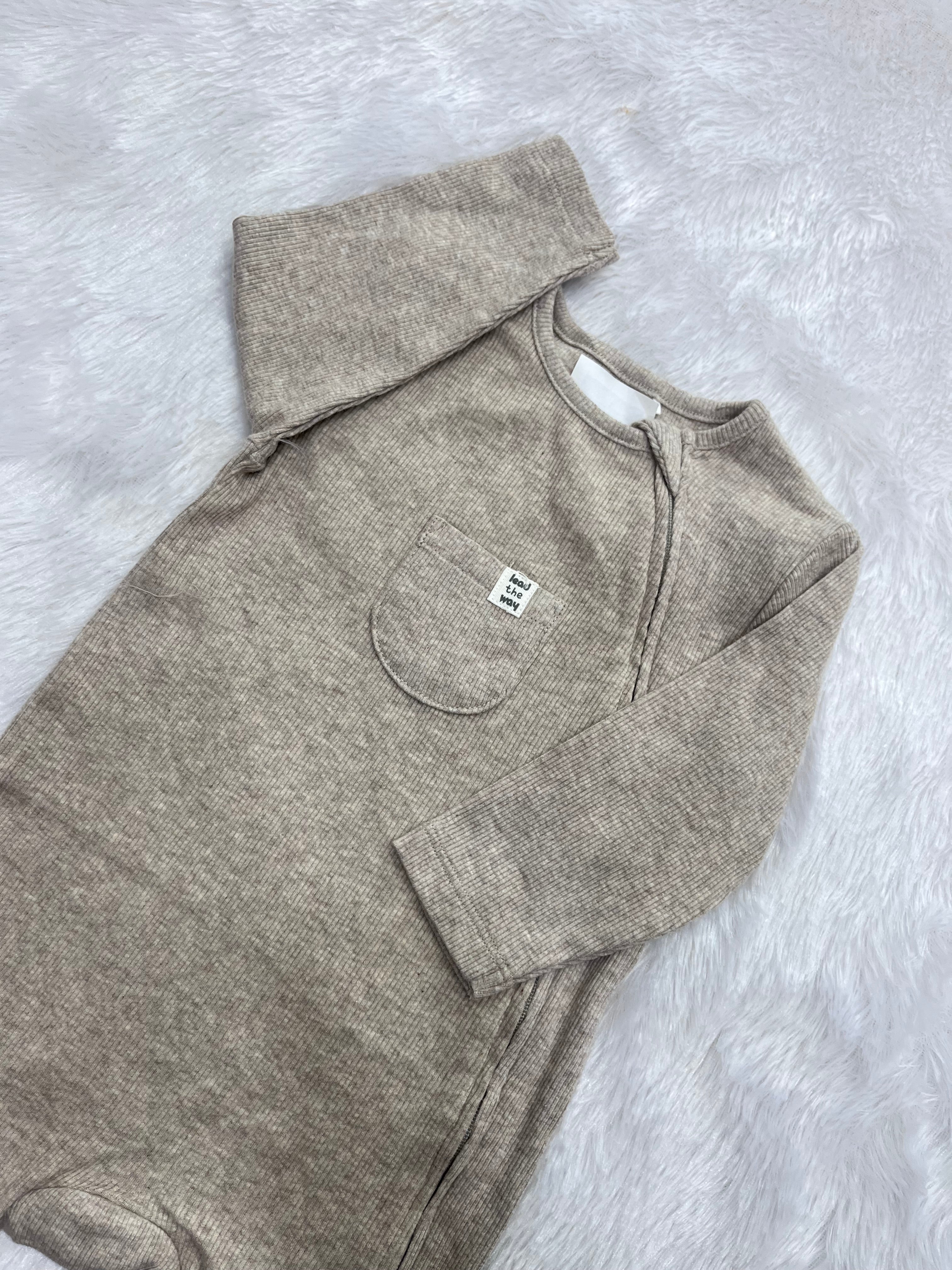 Ribbed two way zipper Romper-1428