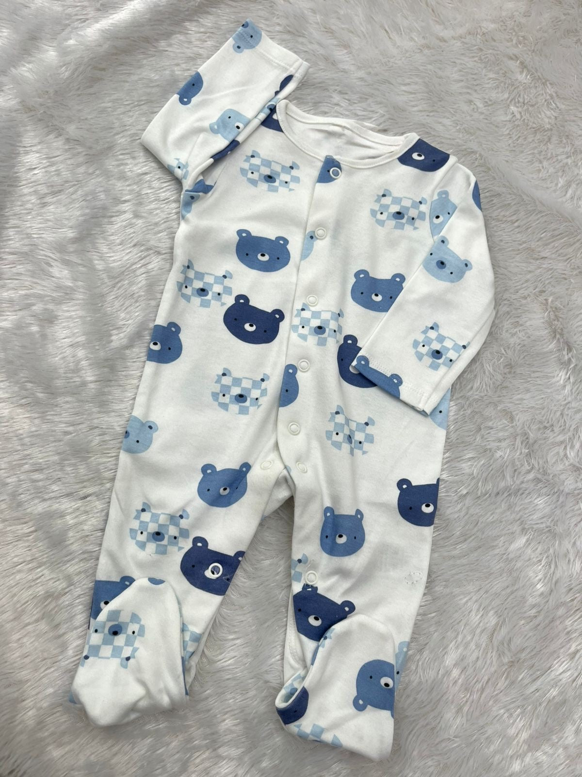 Blue teddy romper