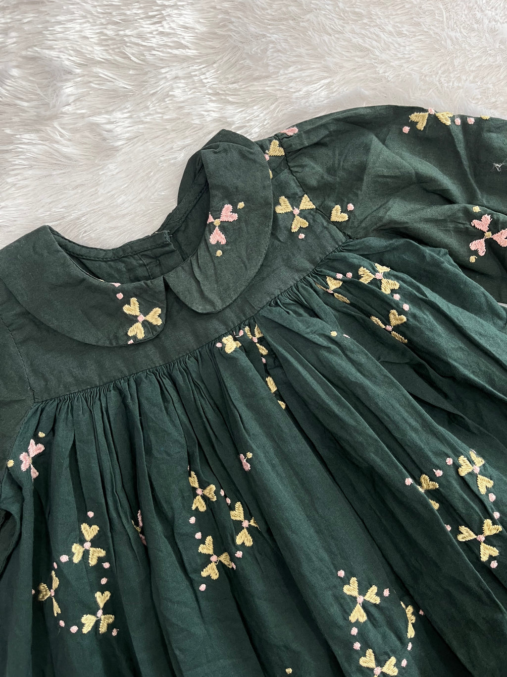 Green Embroidered Frock-1404