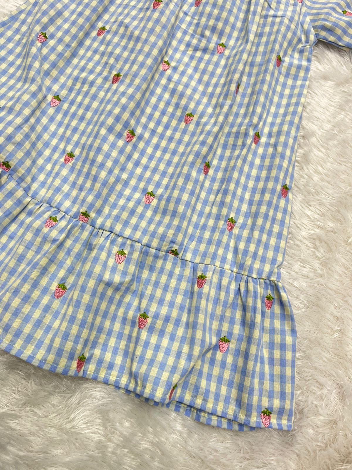 Strawberry Gingham dress-Blue