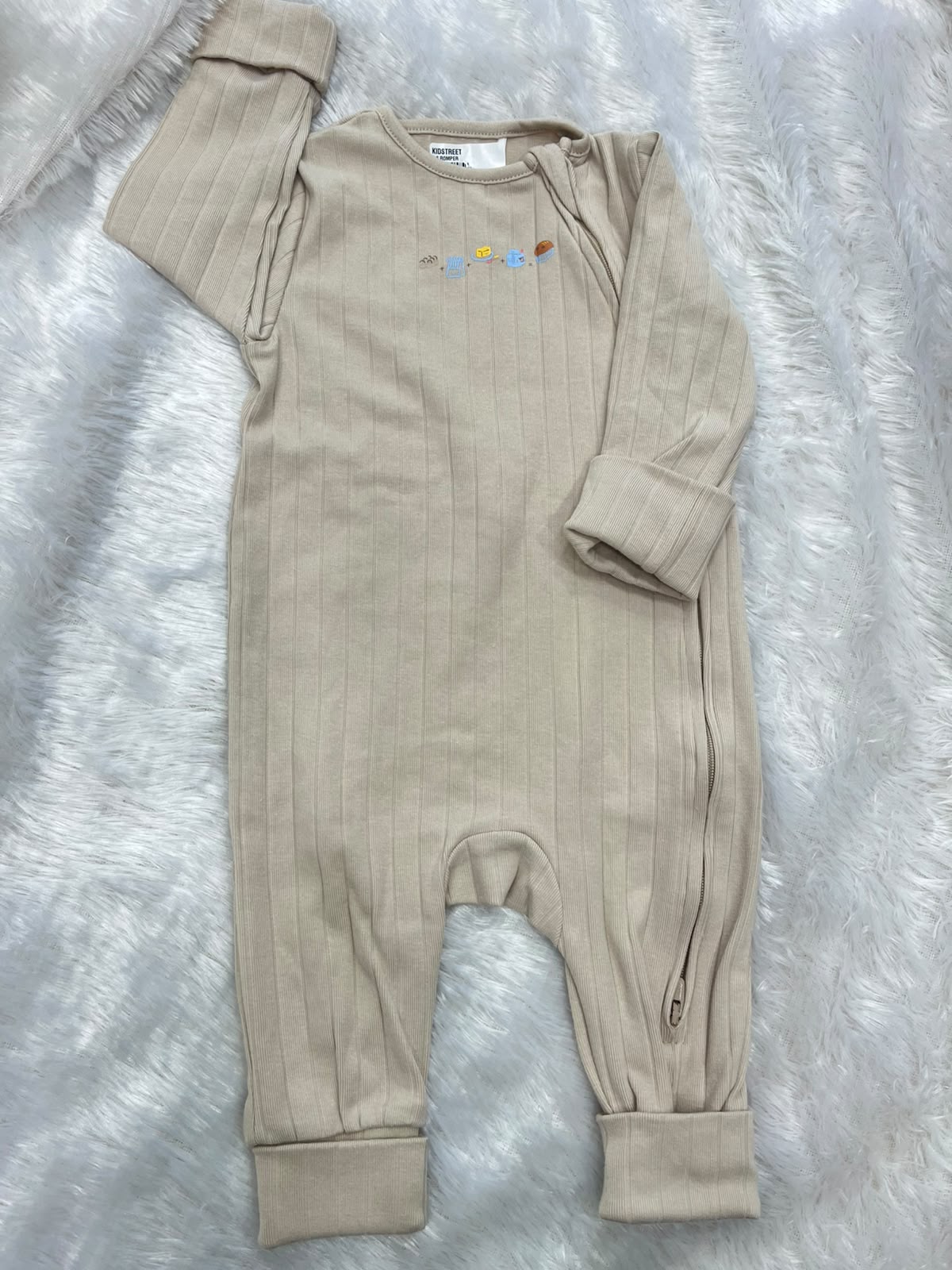 Beige ribbed cute Romper