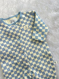 Blue check quilted