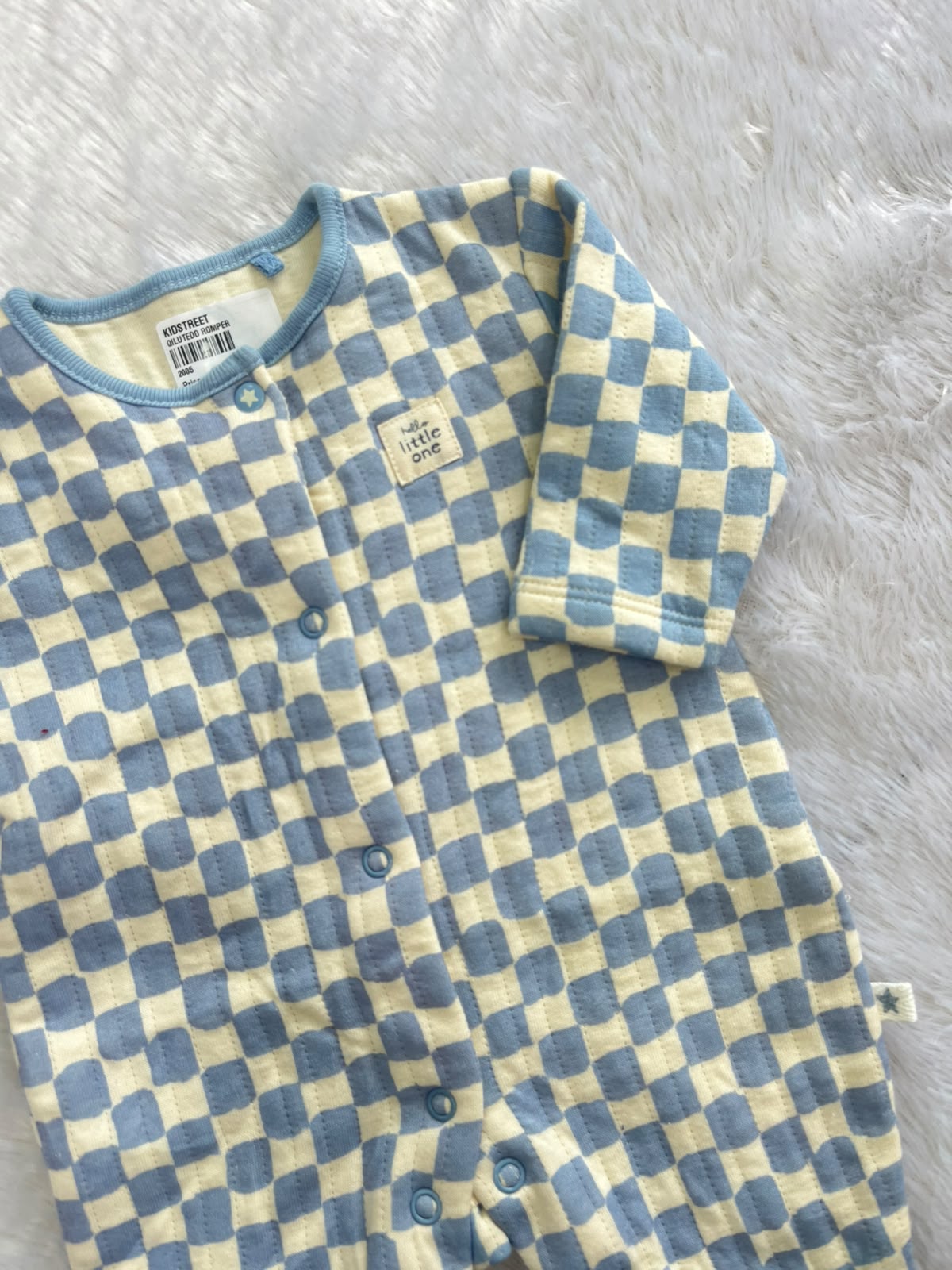 Blue check quilted