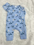 Blue Dino Zipper Romper