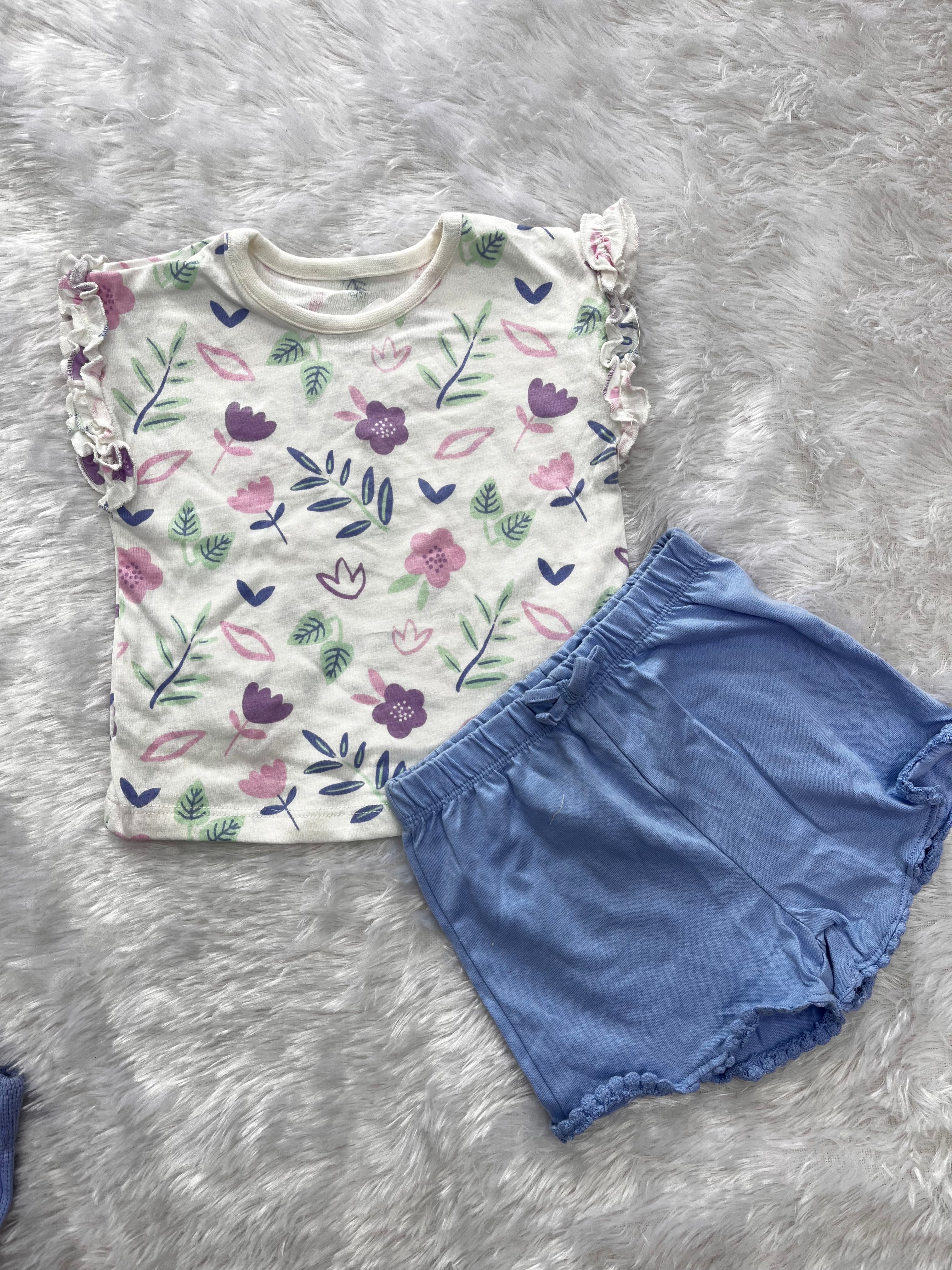 Cuty Florals - t shirt shorts set-1478