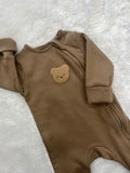 Dark brown teddy romper