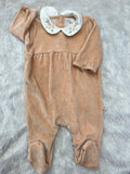 Peach collar velvet romper