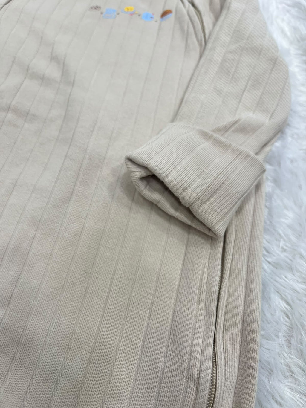 Beige ribbed cute Romper