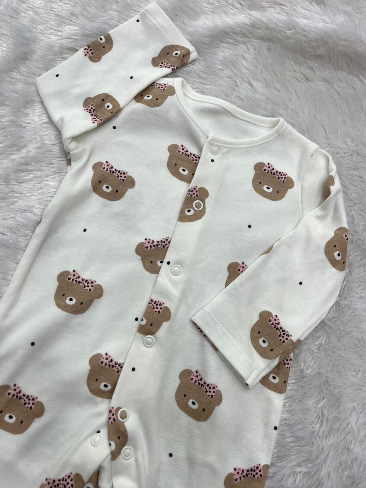 Brown teddy romper