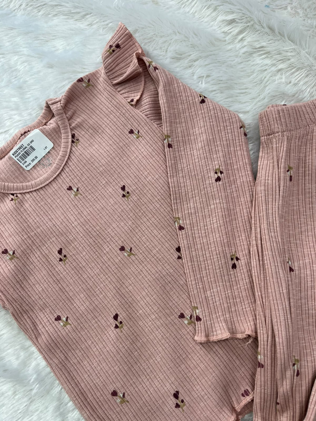 Peach Ribbed co ord- 2149