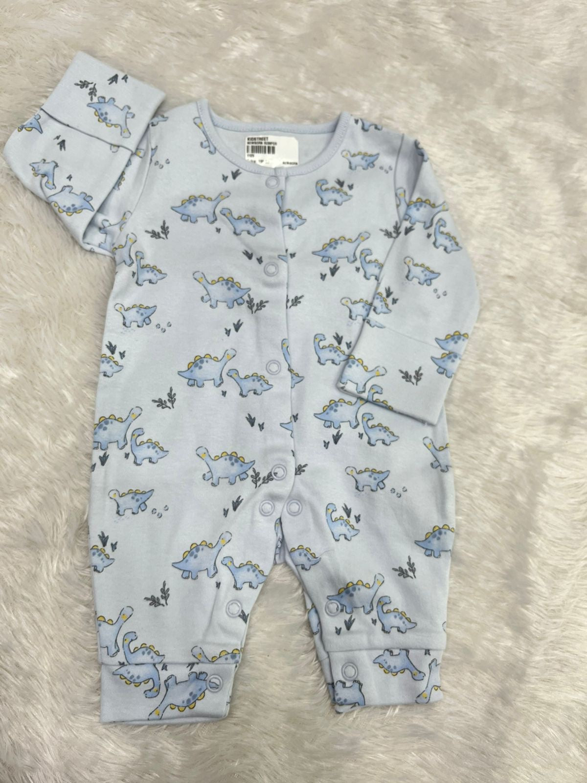 Blue Dino Romper-Non footed