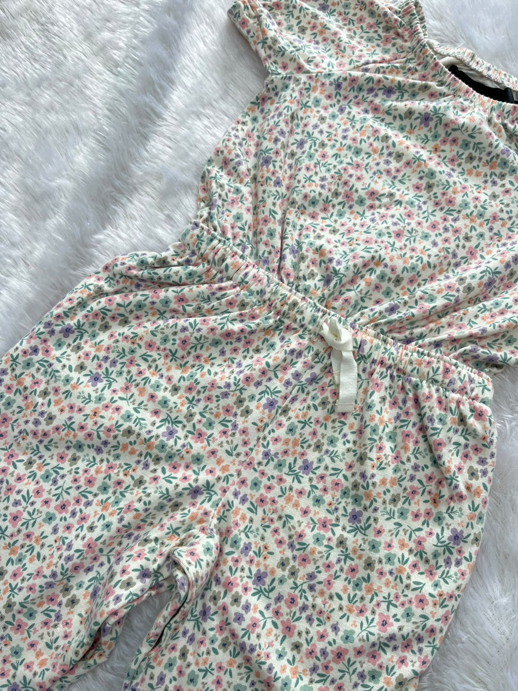 Girls floral dungarees