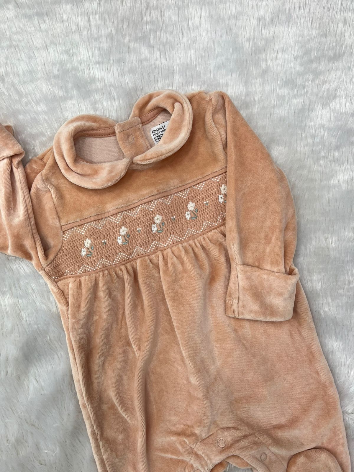Cute Peach Velvet Romper