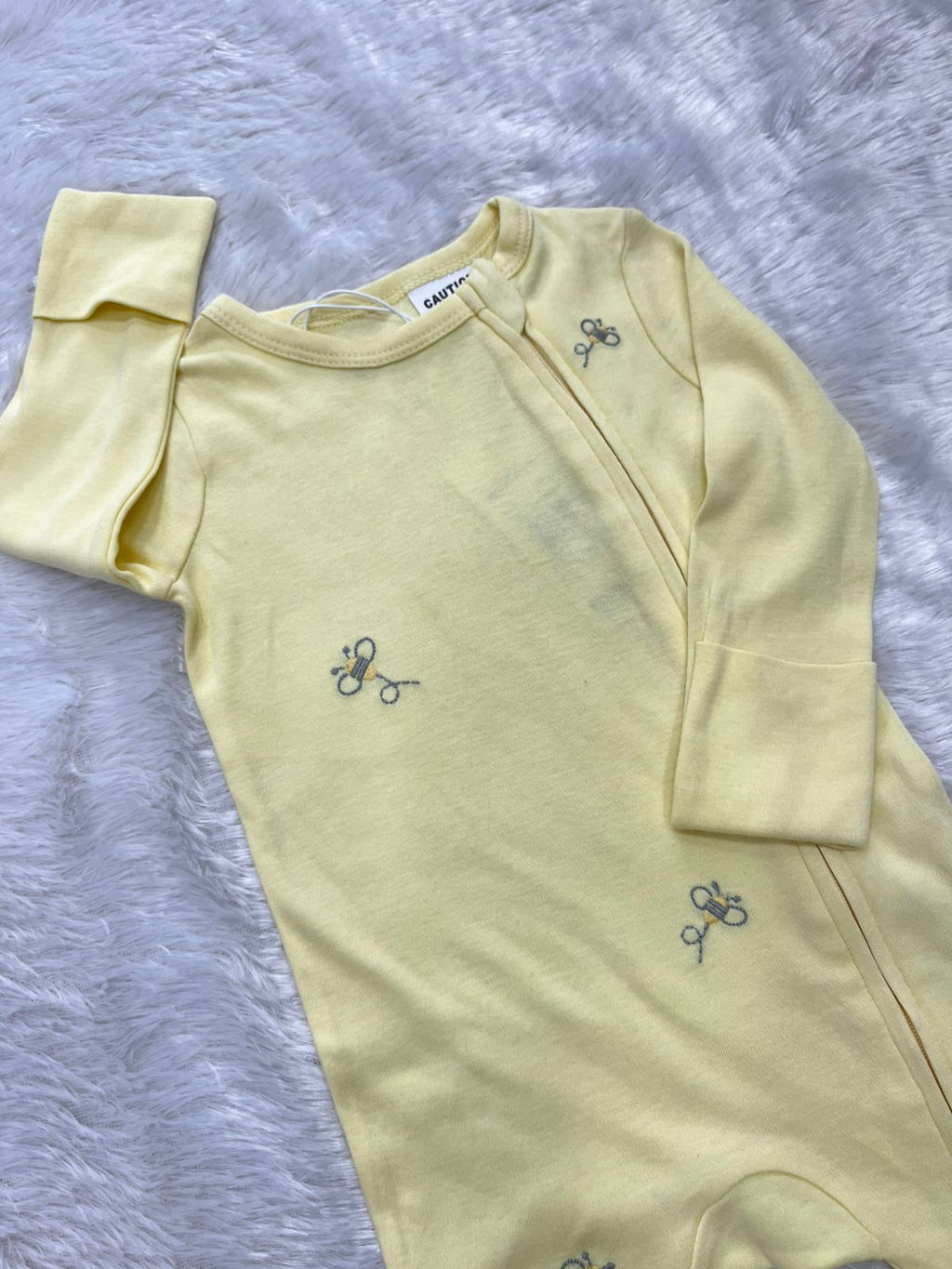 Yellow bee embroidery Romper