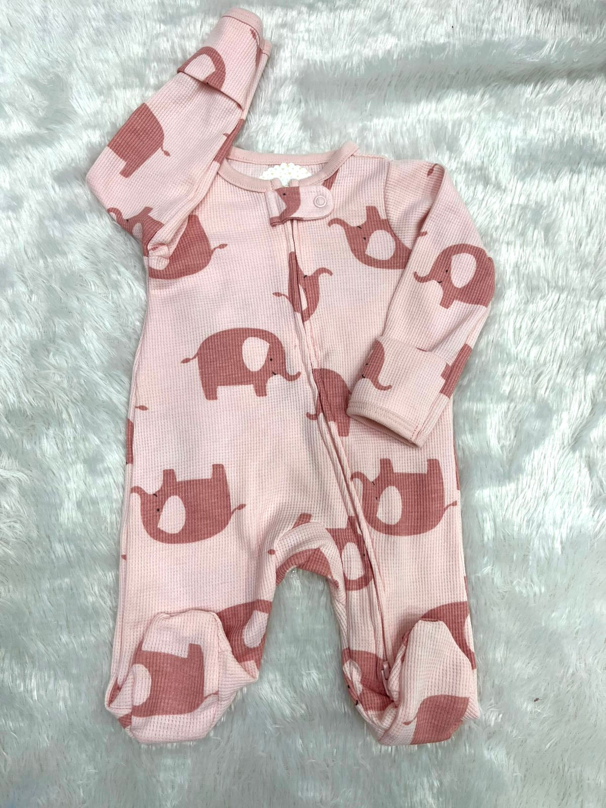 Baby elephant-pink romper