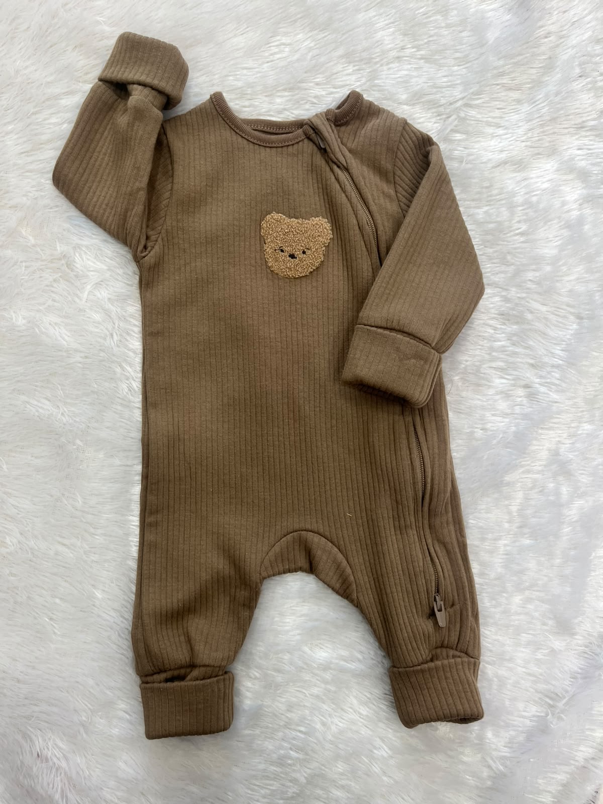 Dark brown teddy romper