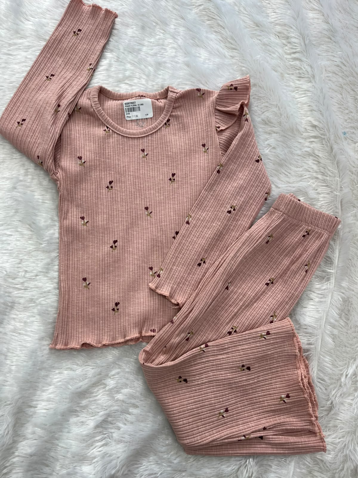 Peach Ribbed co ord- 2149