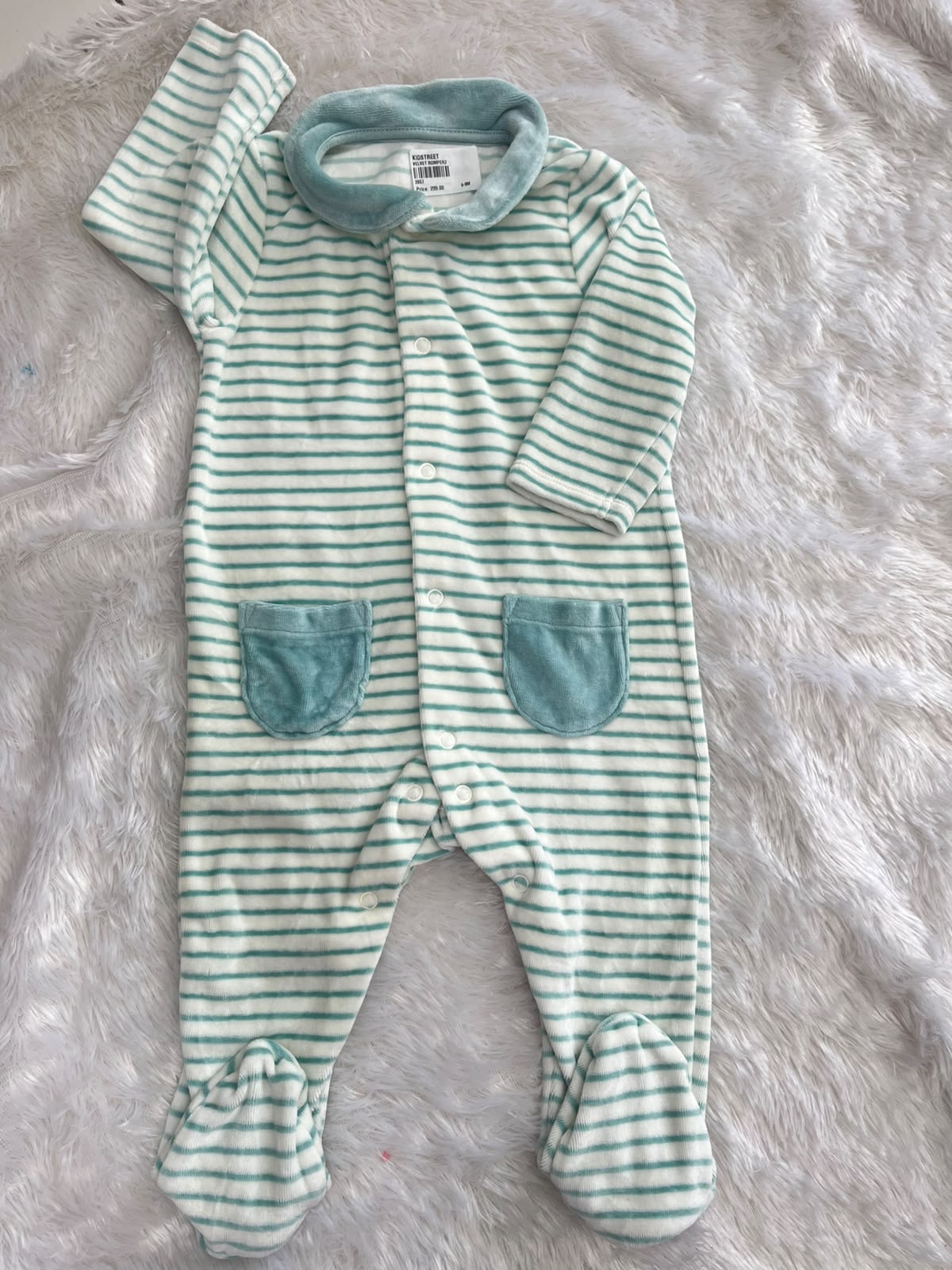 Sky Blue Velvet Romper