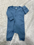 Plane Blue Ribbed Rompers-1863