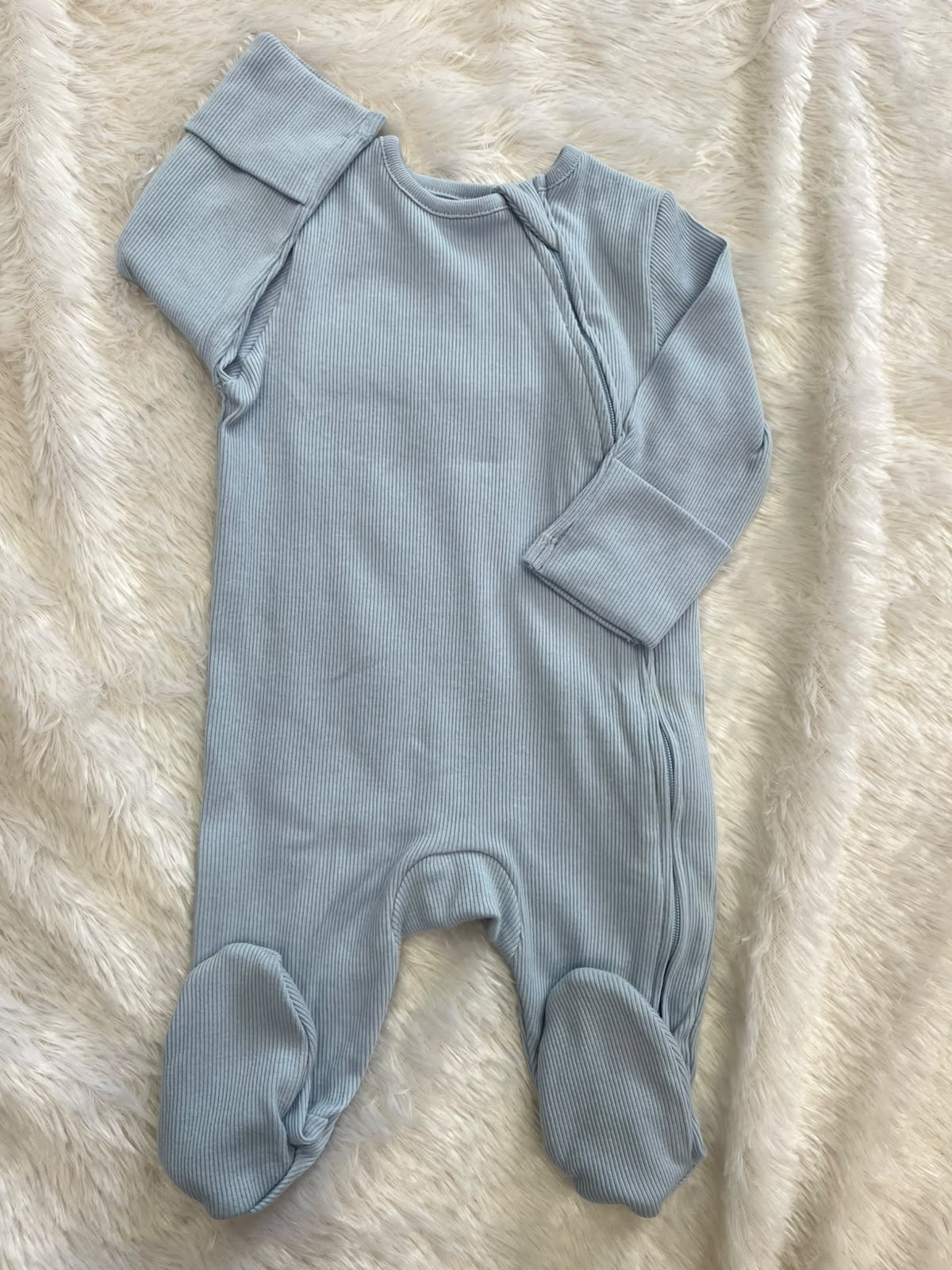 Sky blue zipper Romper