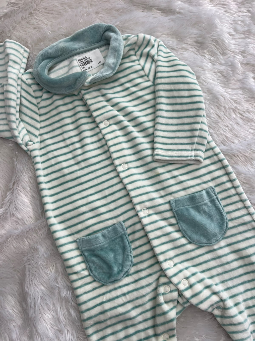 Sky Blue Velvet Romper