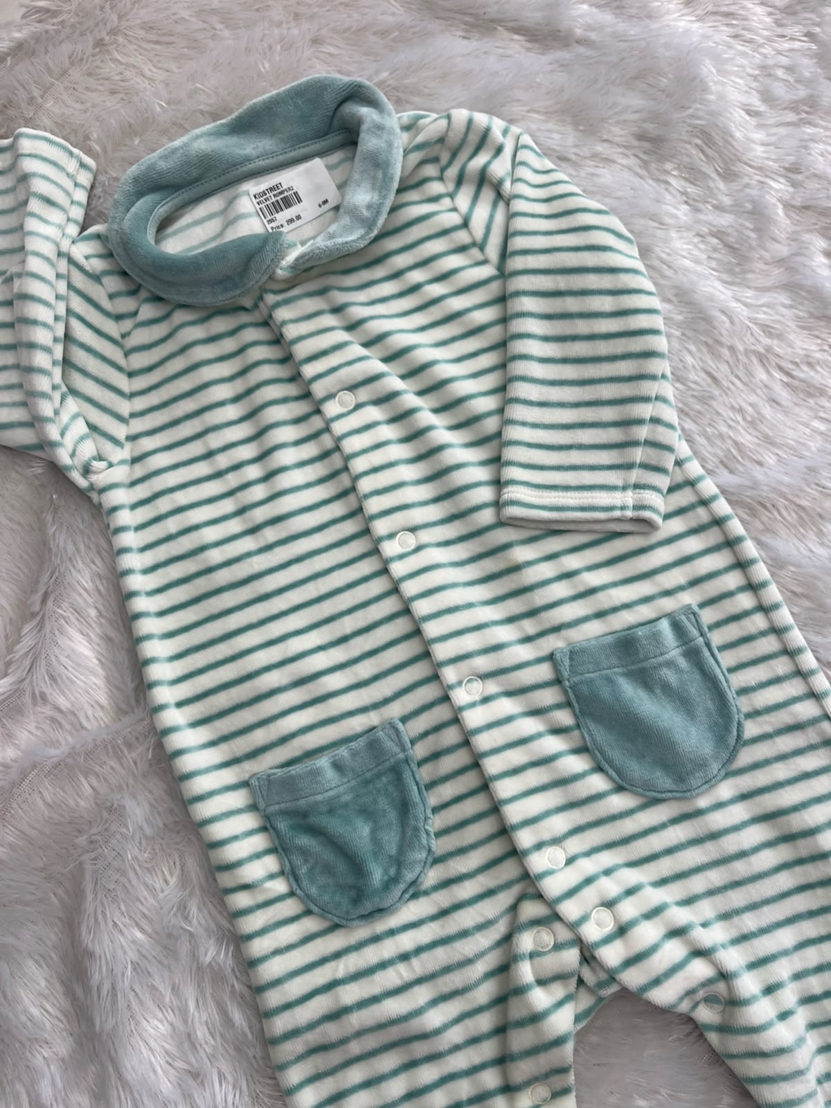 Sky Blue Velvet Romper