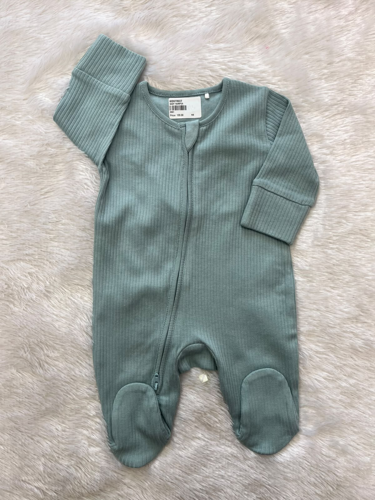 Turquoise Blue Ribbed Romper