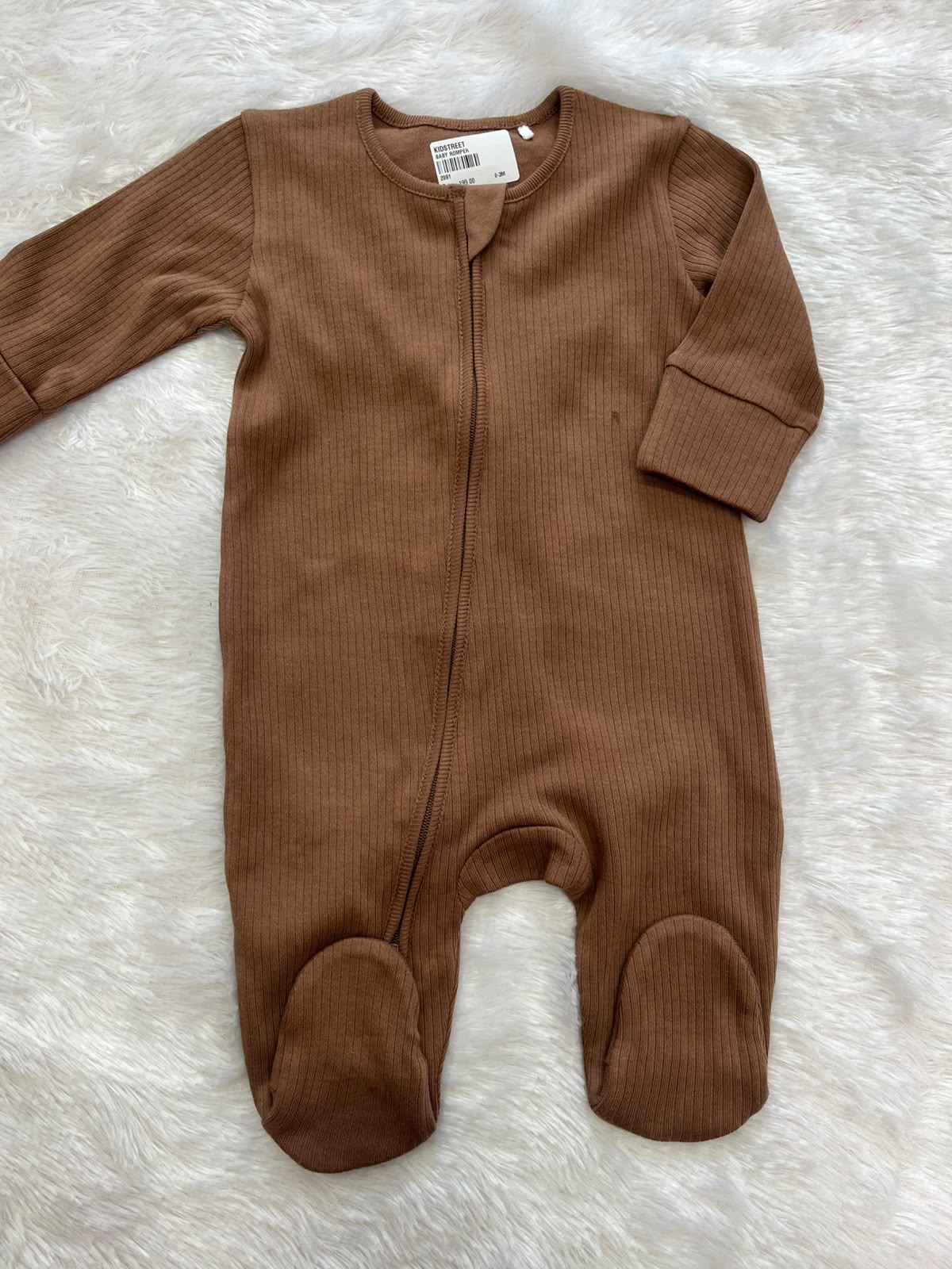 Brown Ribbed Romper