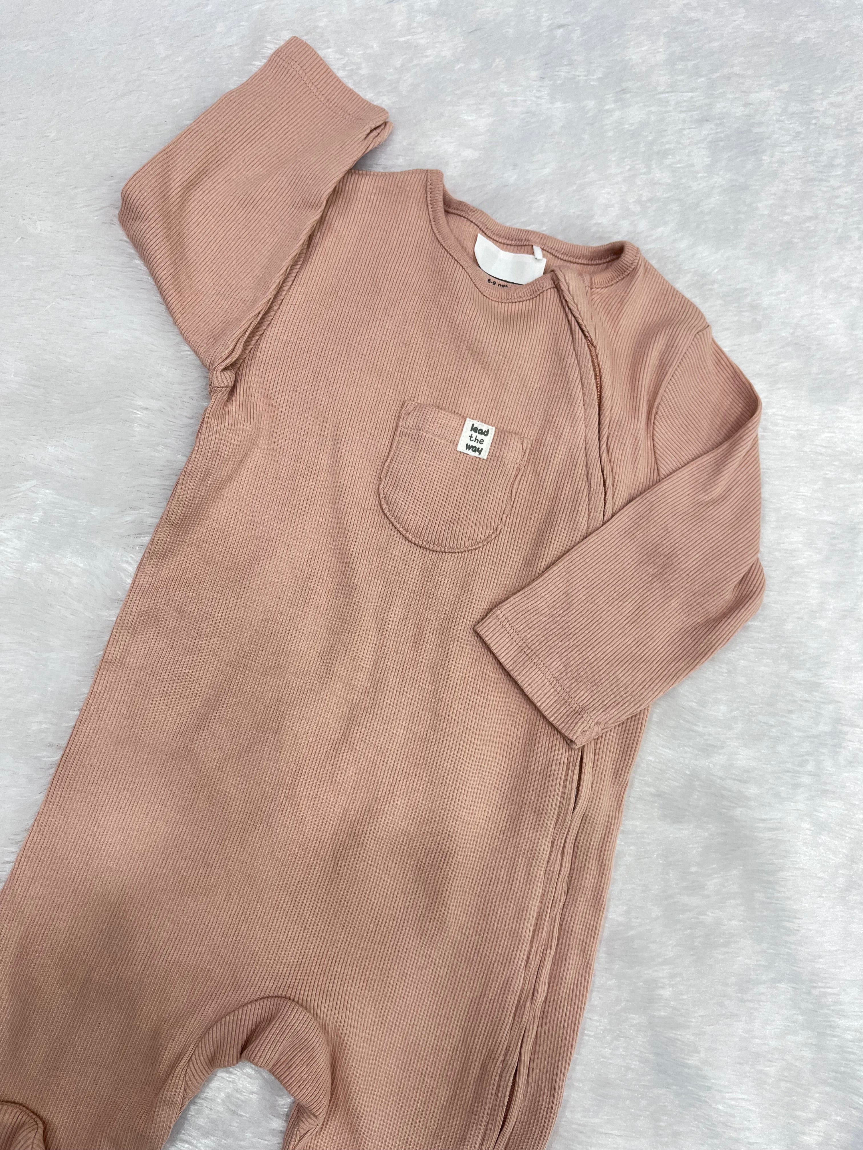 Ribbed Two way zipper romper-1428