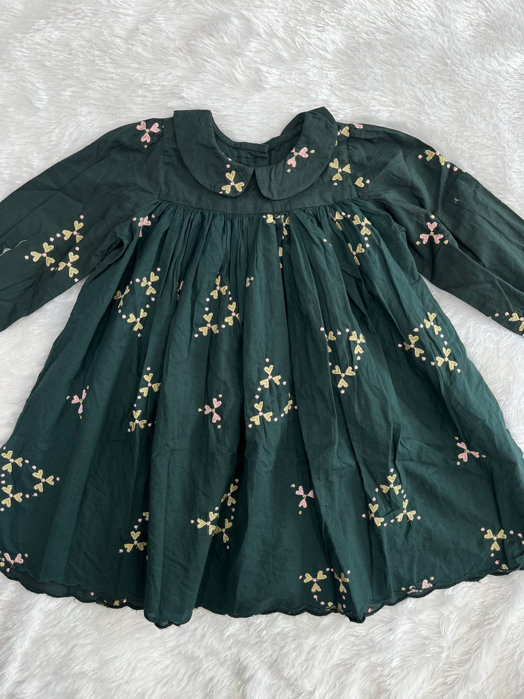 Green Embroidered Frock-1404
