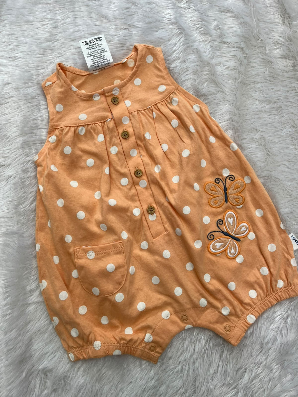 Orange butterfly dungaree
