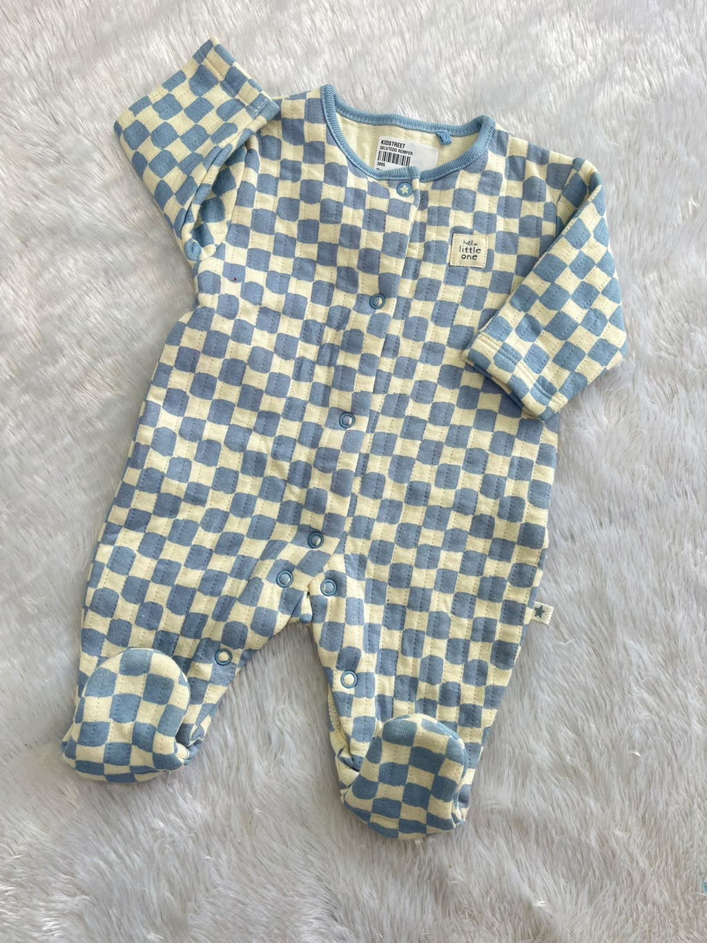 Blue check quilted