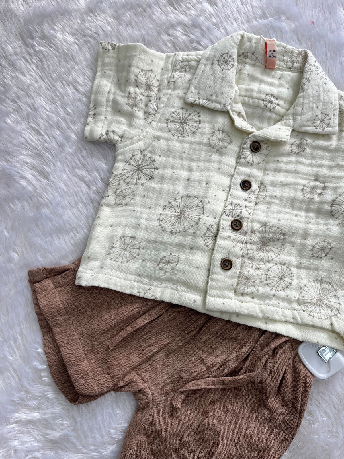 Ivory Shirt With Brown shorts