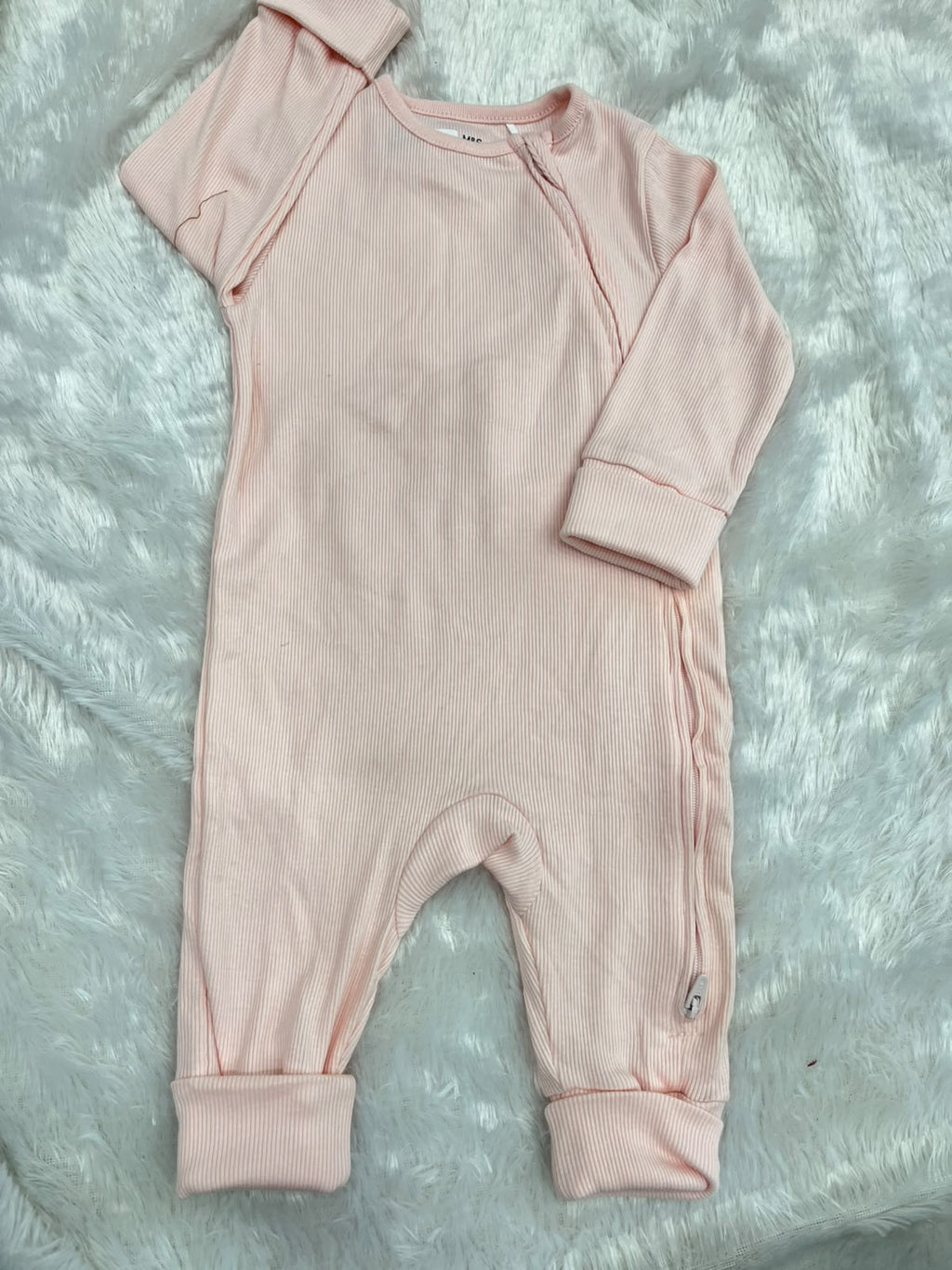 Baby pink ribbed romper-non footed