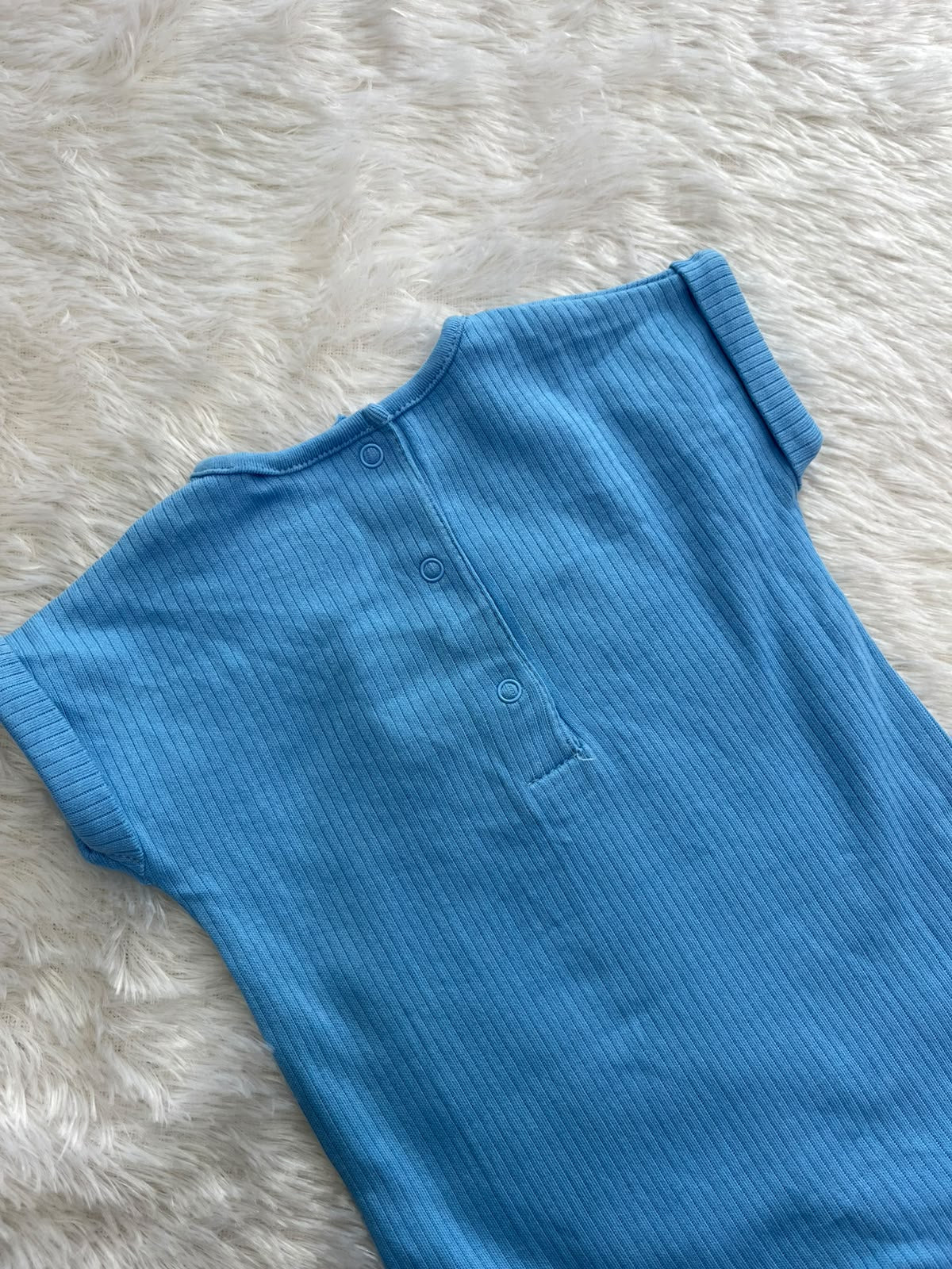 Hello Fun - Blue Ribbed Half Jumpsuit
